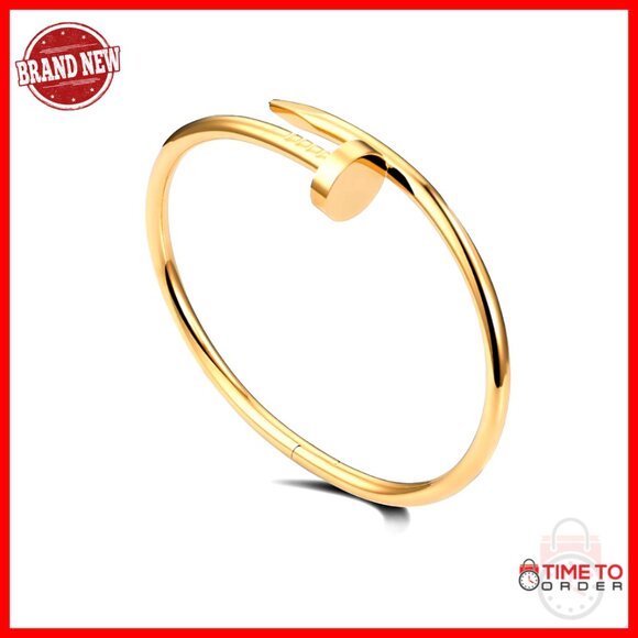 Gold Plated Cuff Bracelet Minimalist Unisex Adjustable Open Bangle Chic